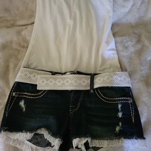 New Jean Short Set sz. 3 Shorts & sz. Med Top. Both New never worn. New without
